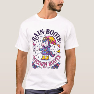 Einhorn-Regenstiefel und Einhorn-Wurzeln Werbe-Shi T-Shirt