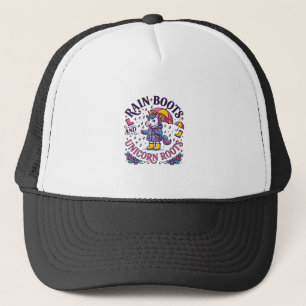 Einhorn Regenstiefel und Einhorn Wurzeln Werbe-Shi Truckerkappe