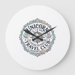 Einhorn-Reiseklub Original Zazzle Design_1 Große Wanduhr