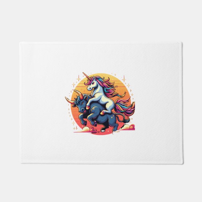 Einhorn Reiten Bull Boys Girls Männer Frauen Kinde Fußmatte (Vorderseite)