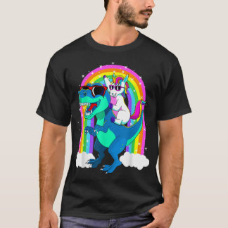 Einhorn Reiten Trex Dinosaurier Mädchen Jungen Kin T-Shirt