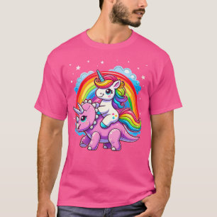 Einhorn Reitender Dinosaurier Triceratops Lustige T-Shirt