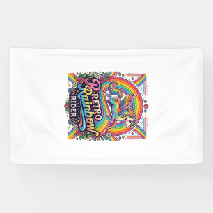 Einhorn Retro Regenbogen Reiter Banner