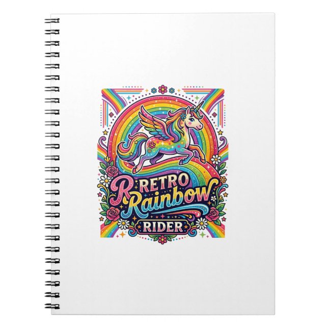 Einhorn Retro Regenbogen Reiter Notizblock (Vorderseite)