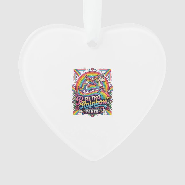 Einhorn Retro Regenbogen Reiter Ornament (Vorderseite)
