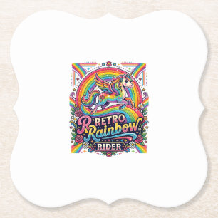 Einhorn Retro Regenbogen Reiter Untersetzer