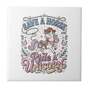 Einhorn rette ein Pferd Reite ein Einhorn Druckfer Fliese