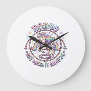 Einhorn-Rodeo aber mach es magisch lustiges süßes  Große Wanduhr