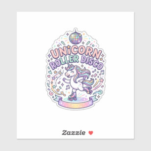 Einhorn-Roller-Disco-Grafikdesign-T-Shirt-Design Aufkleber