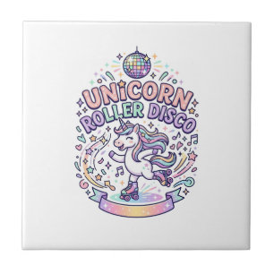 Einhorn-Roller-Disco-Grafikdesign-T-Shirt-Design Fliese