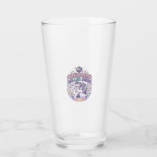Einhorn Roller Disco Grafikdesign T-Shirt Design Glas (Vorderseite)
