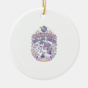 Einhorn-Roller-Disco-Grafikdesign-T-Shirt-Design Keramik Ornament