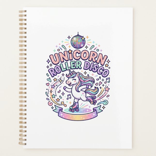 Einhorn-Roller-Disco-Grafikdesign-T-Shirt-Design Planer (Vorderseite)