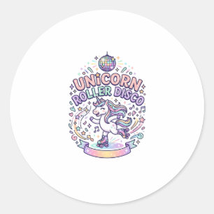 Einhorn Roller Disco Grafikdesign T-Shirt Design Runder Aufkleber
