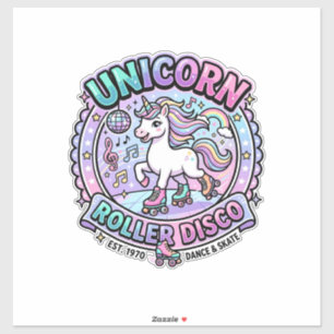 Einhorn Roller Disco POD Fertige Marktplatz-Grafik Aufkleber