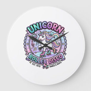 Einhorn Roller Disco POD Fertige Marktplatz-Grafik Große Wanduhr