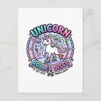 Einhorn Roller Disco POD Fertige Marktplatz-Grafik Postkarte