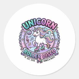 Einhorn Roller Disco POD Fertige Marktplatz-Grafik Runder Aufkleber