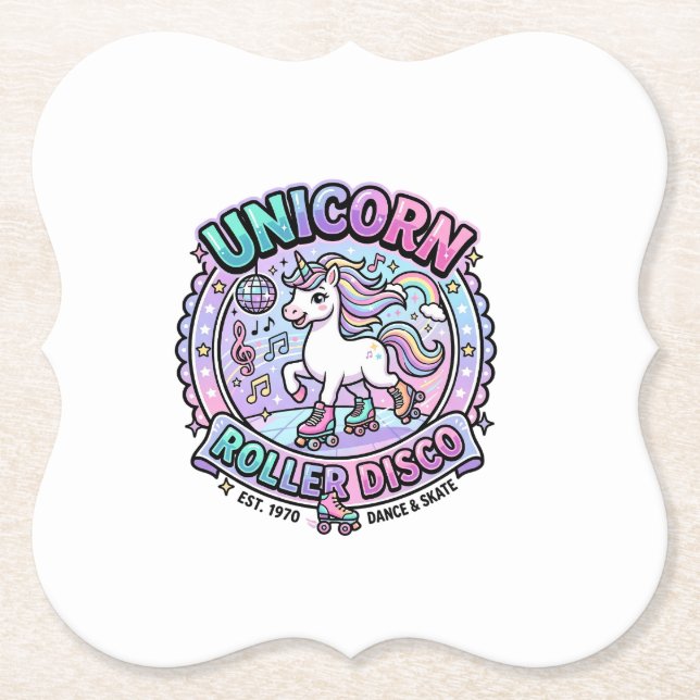 Einhorn Roller Disco POD Fertige Marktplatz-Grafik Untersetzer (Vorderseite)