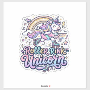 Einhorn-Roller-Rink-Einhorn Premium-Vector-Aufkleb Aufkleber