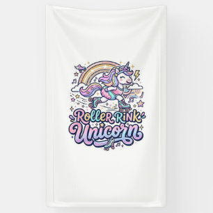 Einhorn-Roller-Rink-Einhorn Premium-Vector-Aufkleb Banner