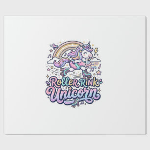 Einhorn-Roller-Rink-Einhorn Premium-Vector-Aufkleb Geschenkpapier
