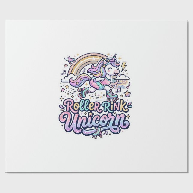 Einhorn-Roller-Rink-Einhorn Premium-Vector-Aufkleb Geschenkpapier (Flach)