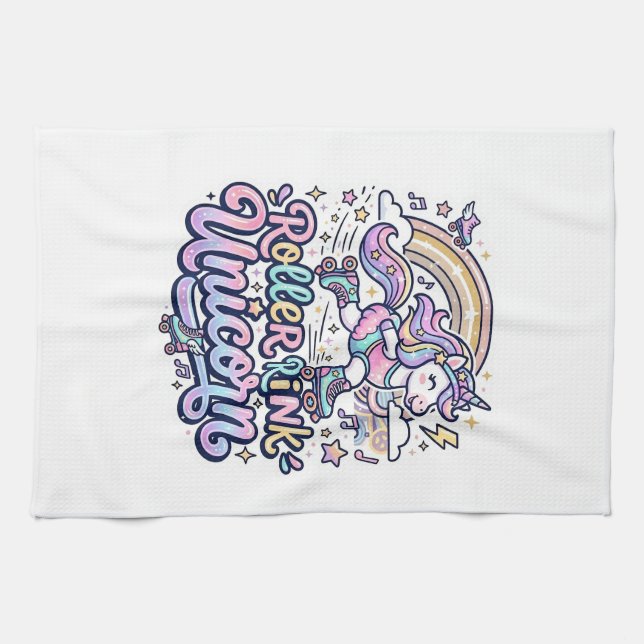 Einhorn-Roller-Rink-Einhorn Premium-Vector-Aufkleb Geschirrtuch (Horizontal)