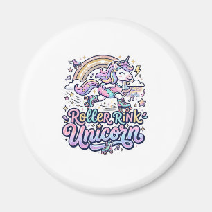 Einhorn-Roller-Rink-Einhorn Premium-Vector-Aufkleb Magnet