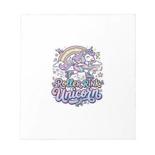 Einhorn-Roller-Rink-Einhorn Premium-Vector-Aufkleb Notizblock