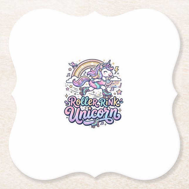 Einhorn-Roller-Rink-Einhorn Premium-Vector-Aufkleb Untersetzer (Vorderseite)