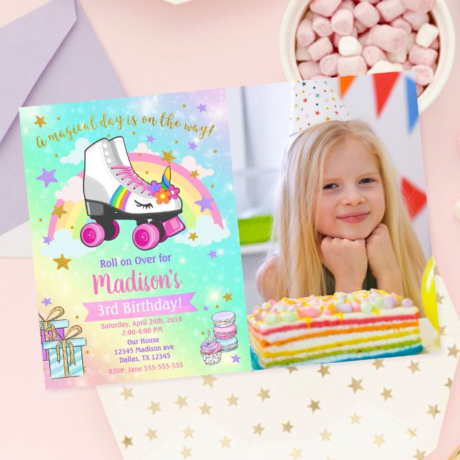 Einhorn-Rollschuh-Geburtstagseinladung Einladung (Von Creator hochgeladen)