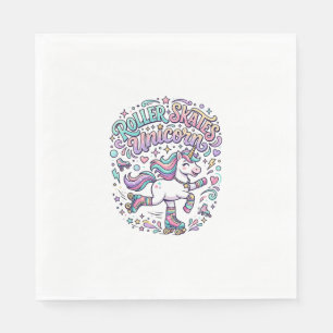 Einhorn-Rollschuhe Einhorn-Retro-Stil Grafik Serviette