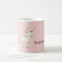 Einhorn Rosa Blumendesign Kaffeetasse