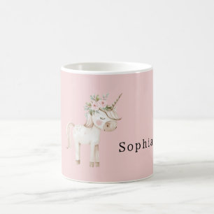 Einhorn Rosa Blumendesign Kaffeetasse