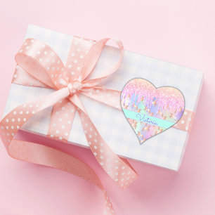 Einhorn rosa Glitter irisierend rose-gold Geburtst Herz-Aufkleber