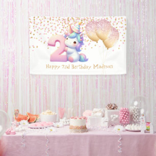 Einhorn Rosa Gold Luftballons 2. Mädchen Geburtsta Banner