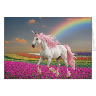 Einhorn Rosa im Regenbogenfeld