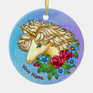 Einhorn-Rosen Keramik Ornament