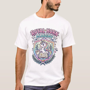 Einhorn Royal Horn Akademie Fette Typografie Druck T-Shirt