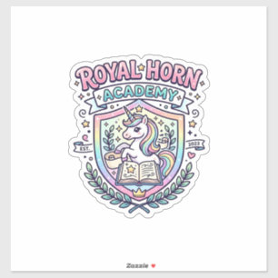 Einhorn Royal Horn Akademie Fettgedruckte Typograf Aufkleber