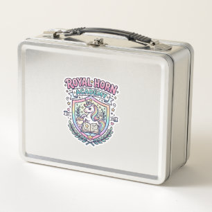 Einhorn Royal Horn Akademie Fettgedruckter Schrift Metall Brotdose