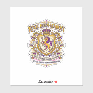 Einhorn-Royal-Horn-Akademie Stylishes Zazzle-Desig Aufkleber
