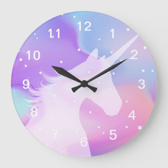 Einhorn - runde AcrylWanduhr Große Wanduhr (Vorderseite)