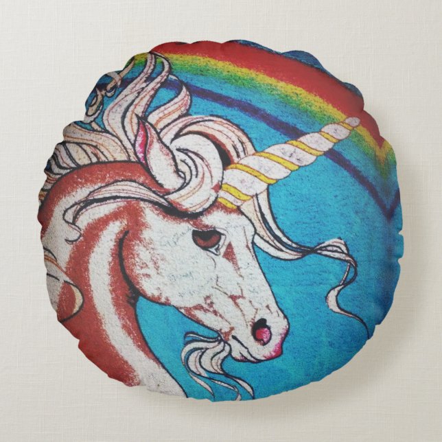 Einhorn Rundes Kissen (Vorderseite)