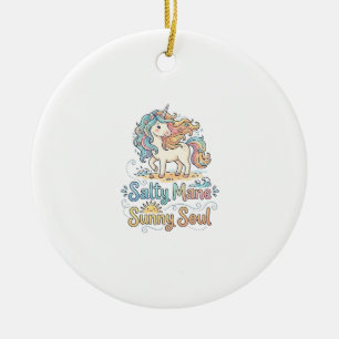 Einhorn Salty Mähne Sonnige Seele Spielerei Vector Keramik Ornament