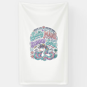 Einhorn Salty Mane Sunny Soul Retro-Stil T-Shirt  Banner