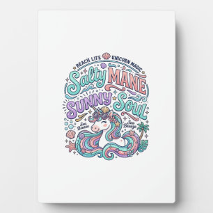 Einhorn Salty Mane Sunny Soul Retro-Stil T-Shirt  Fotoplatte