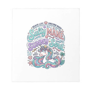 Einhorn Salty Mane Sunny Soul Retro-Stil T-Shirt Notizblock