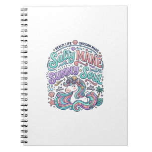 Einhorn Salty Mane Sunny Soul Retro-Stil T-Shirt  Notizblock